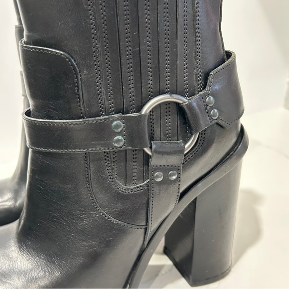 Diesel Black Gold Square-Toe Heeled Harness Ankle Boots - Picture 9 of 16